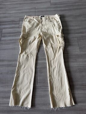 Men's Cargo Waxed Flare Pants in Cream (38x34)